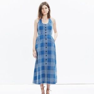 Blue Patterned Halter Dress